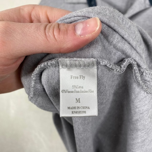 Free Fly Gray Bamboo Blend Short Sleeve Casual Pocket Polo Men's Size Medium - Picture 6 of 6